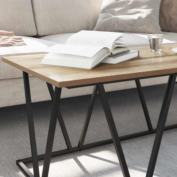 vidaXL S&oacute;fabor&eth; Artisan Eik 100 x 50 x 40 cm Sni&eth;in vi&eth;ur og m&aacute;lmur