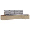 vidaXL Gar&eth;s&oacute;fa sett me&eth; kodda 5 pcs Drapplita&eth;ur Poly rattan