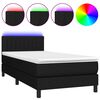 vidaXL H&oacute;lfa&eth; Springr&uacute;m me&eth; D&yacute;nu&LED Svart 90x190cm Tauefni