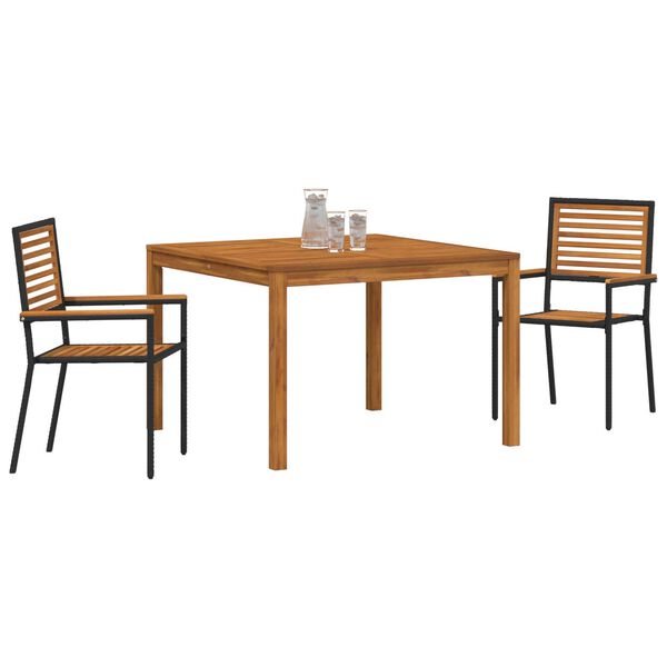 vidaXL Garður borðsett 3 pcs Svartur Poly rattan
