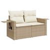 vidaXL 8 stykki gar&eth;s&oacute;fasett me&eth; p&uacute;&eth;um Beige Poly Rattan Acacia