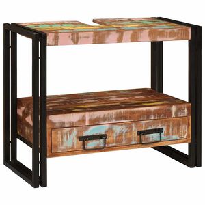 vidaXL Snyrtingarsk&aacute;pa Marglitur 71 x 33 x 58 cm Solid endurheimt tr&eacute;