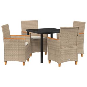 vidaXL Gar&eth;ur bor&eth;sett 5 pcs Drapplita&eth;ur p&oacute;l&yacute;rattan