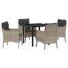 vidaXL Gar&eth;ur bor&eth;sett me&eth; p&uacute;&eth;i 5 pcs Lj&oacute;sgr&aacute;r p&oacute;l&yacute;rattan