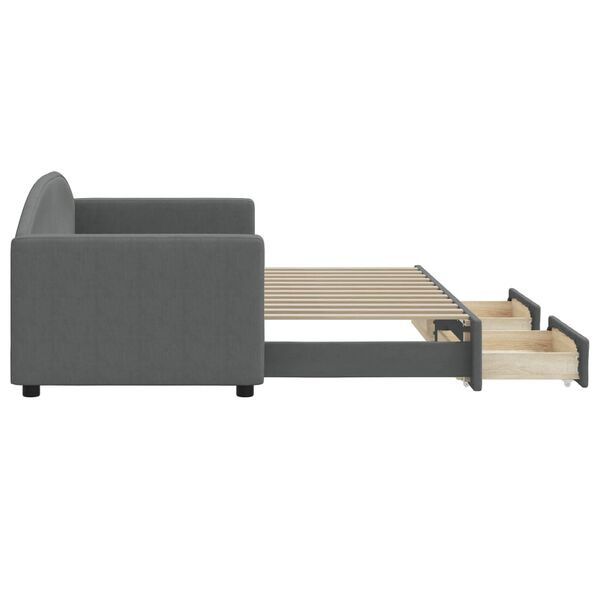 vidaXL Svefnsófi með Hjólaplötu og Skúffum án Dýnu Dökkgrár 80x200 cm