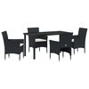 vidaXL Gar&eth;ur bor&eth;sett me&eth; p&uacute;&eth;i 5 pcs Svartur p&oacute;l&yacute;rattan