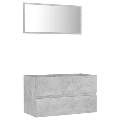 804885 vidaXL 2 Piece Bathroom Furniture Set Concrete Grey Chipboard