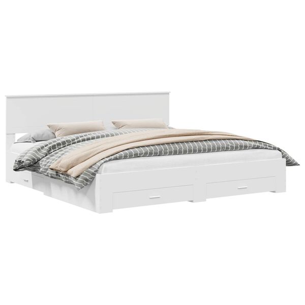 vidaXL Ramsv&iacute;k me&eth; h&ouml;fu&eth;gafl Hv&iacute;tt 200 x 200 cm Samsettur vi&eth;ur