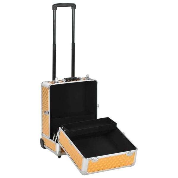 91827 vidaXL Make-up Trolley 35x29x45 cm Gold Aluminium