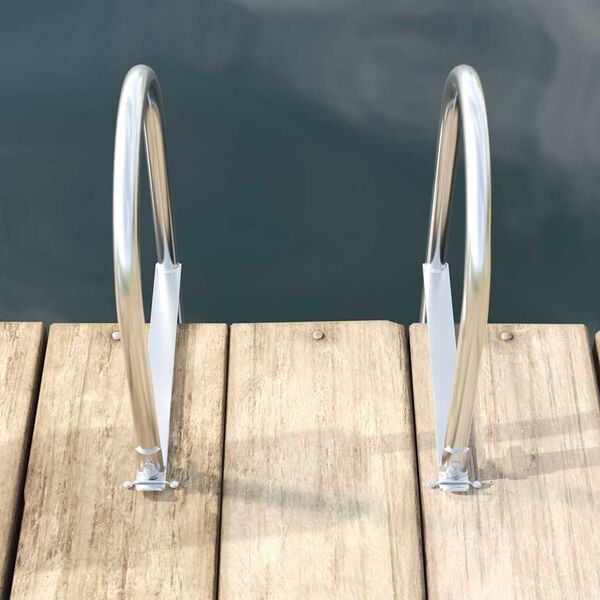 vidaXL 3-&THORN;repa bryggu stiga Silfur 45 x 11,5 x 134 cm Aluminium