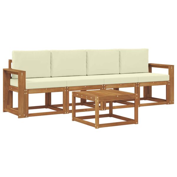 vidaXL &Uacute;ti s&oacute;fasett me&eth; p&uacute;&eth;i 5 pcs N&aacute;tt&uacute;rulegt og Krem