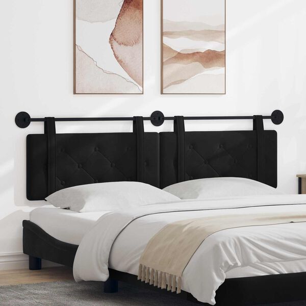 vidaXL Hengisk&aacute;li Vegghengt Svart 190 x 55 x 5 cm Flauel