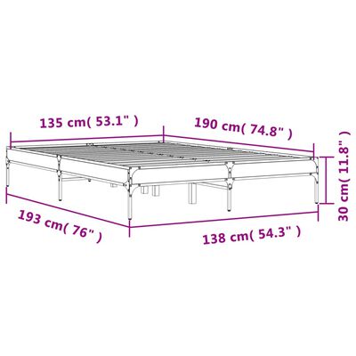 vidaXL Rúmgrind án Dýnu Svört 135x190 cm