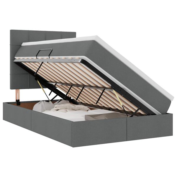 vidaXL Rúm með geymslurými og LED Dökk grá 120 x 200 cm Pólýester