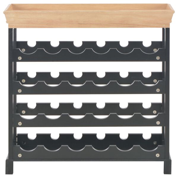 vidaXL Vínrekki Svartur 70x22,5x70,5 cm MDF