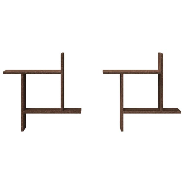 vidaXL Veggfestar Kubbahillur 2 stk. Brúnn Eikarlitur 50x12x50 cm