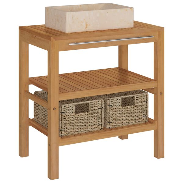 vidaXL Ba&eth;herbergissnyrtisk&aacute;pur me&eth; marmaravaskum Gegnheill Tekkvi&eth;ur