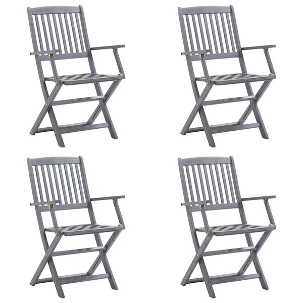 vidaXL Fellanlegir &Uacute;tist&oacute;lar 4 stk me&eth; P&uacute;&eth;um Gegnheill Akas&iacute;uvi&eth;ur