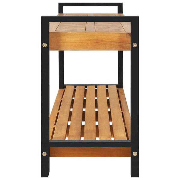 vidaXL Bekkur me&eth; geymslu Br&uacute;nn 160 x 30 x 50 cm Gegnheill tekkvi&eth;ur