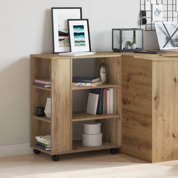 vidaXL Skápur á Hjólum Handverks eik 60x35x75 cm verkfræðingur