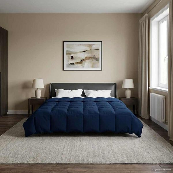 vidaXL Vetrar s&aelig;ng S&iacute;&eth;la&eth; D&ouml;kkbl&aacute;r 200 x 220 cm M&iacute;kr&oacute;f&iacute;ber