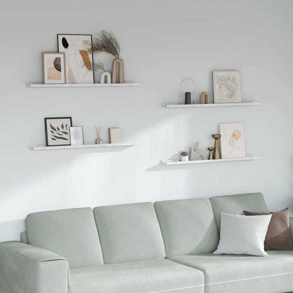 vidaXL Vegghylla 4 pcs Hv&iacute;tt marmara 100 x 9 x 3 cm Samsettur vi&eth;ur