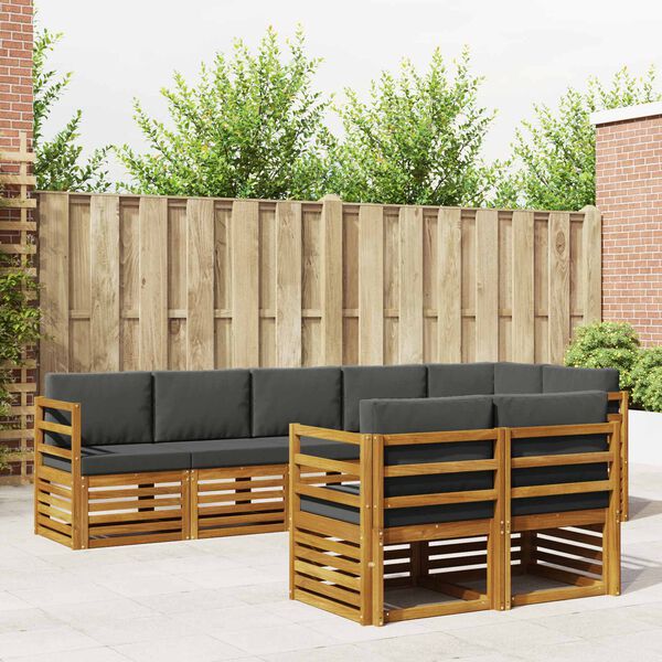 vidaXL S&oacute;fasett me&eth; p&uacute;&eth;i 8 pcs N&aacute;tt&uacute;rulegt og Antrac&iacute;t Hrein akas&iacute;utr&eacute;