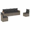vidaXL 6 -Hluta Gar&eth;s&oacute;fasett me&eth; Sessum Gr&aacute;tt P&oacute;l&yacute;rattan