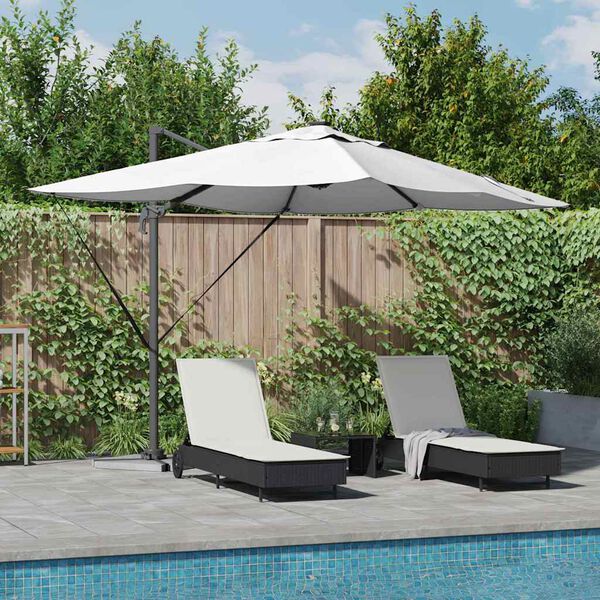 vidaXL Cantilever Roma Parasol Beige og svartur 352 x 251 x 265 cm