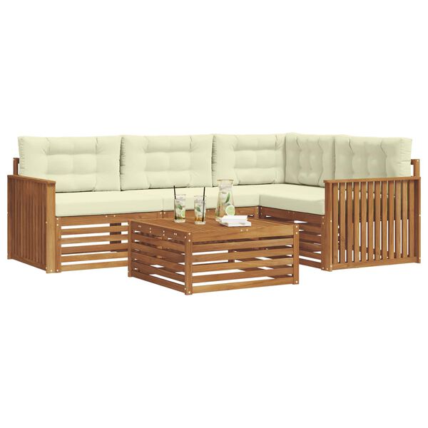 vidaXL &Uacute;ti s&oacute;fasett me&eth; p&uacute;&eth;i 5 pcs N&aacute;tt&uacute;rulegt og Krem