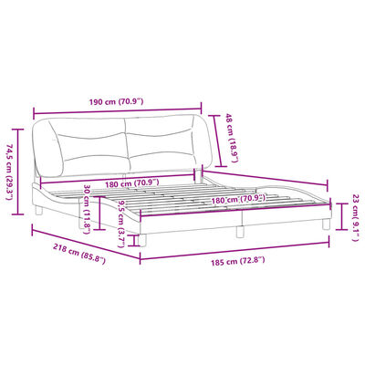 vidaXL Rúmgrind án Dýnu Hvít 180x200 cm Gervileður