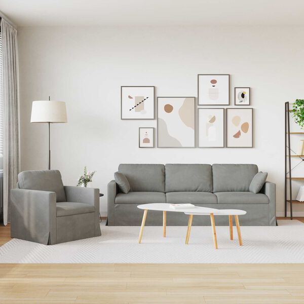 vidaXL S&oacute;fi 2 pcs Lj&oacute;sgr&aacute;r 228 x 78 x 80 cm Flauel