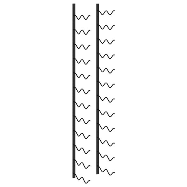 vidaXL Vegghengdur V&iacute;nrekki fyrir 24 Fl&ouml;skur Svart J&aacute;rn