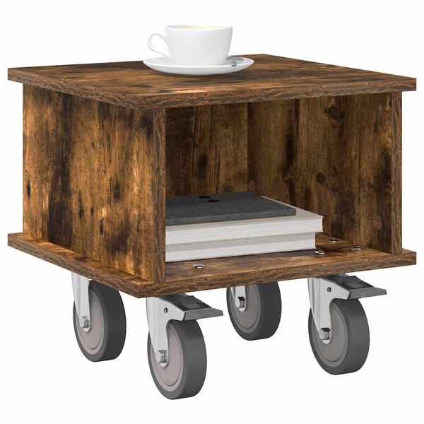 vidaXL Sj&oacute;nvarpsstandur Rau&eth;-eik 37 x 35 x 35 cm Samsettur vi&eth;ur