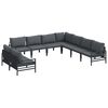 vidaXL Gar&eth;s&oacute;fa sett me&eth; p&uacute;&eth;i 9 pcs Svartur St&aacute;l