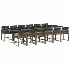 vidaXL 13 Parta Gar&eth;s&oacute;fasett me&eth; Sessum Gr&aacute;tt P&oacute;l&yacute;rattan