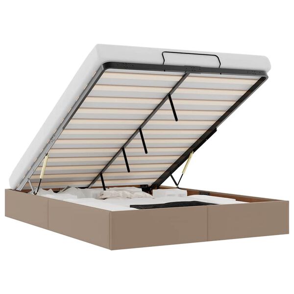 vidaXL Ottoman r&uacute;mgrind &aacute;n d&yacute;nu Cappucino 140x190 cm gervi le&eth;ur