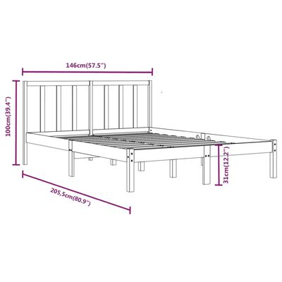 vidaXL Rúmgrind án Dýnu Hvít 140x200cm Gegnheil Fura