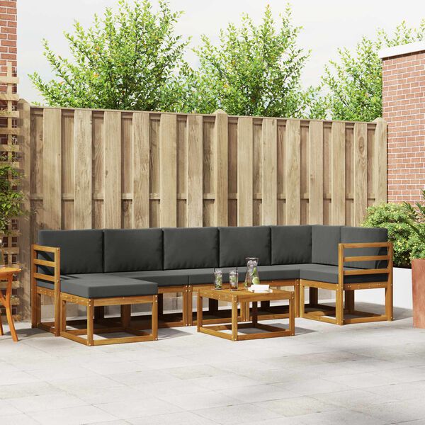 vidaXL &Uacute;ti s&oacute;fasett me&eth; p&uacute;&eth;i 8 pcs N&aacute;tt&uacute;rulegt og Antrac&iacute;t