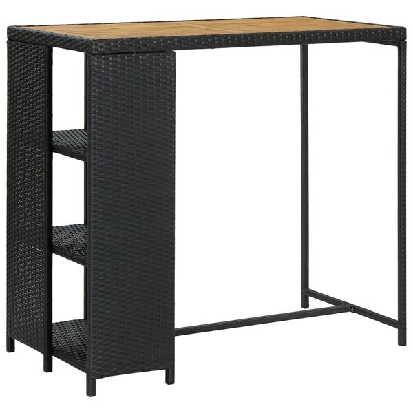 vidaXL Barborð Svart með Hillum 120x60,5x110 cm Pólýrattan