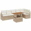 vidaXL Gar&eth;s&oacute;fa sett me&eth; geymslu 7 pcs Drapplita&eth;ur Poly rattan