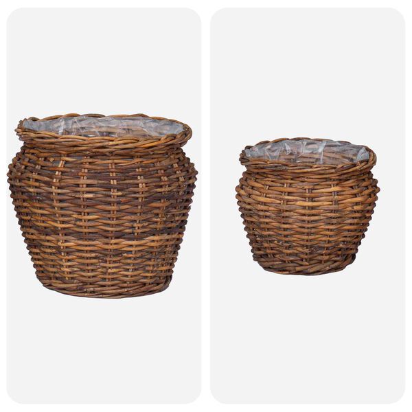 vidaXL Pl&ouml;ntuk&ouml;rfu me&eth; geymslu 2 pcs Br&uacute;nn Lacak rattan