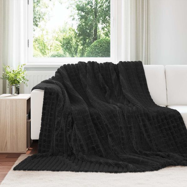vidaXL &THORN;eppi 6 pcs Svartur 240 x 220 cm Fl&iacute;s