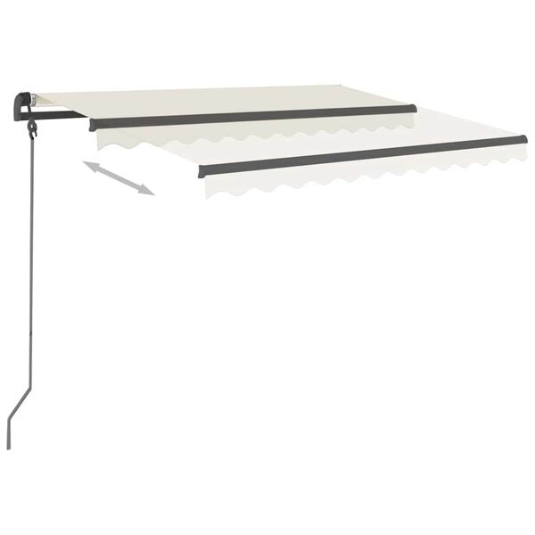 vidaXL sj&aacute;lfvirkt &uacute;tdraganlegt skyggni me&eth; st&oacute;lpum 3x2,5 m krem