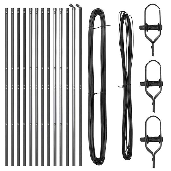 vidaXL Girðingarpóstar 13 pcs Grár Ø32mm 200 cm Sinkhúðað stál