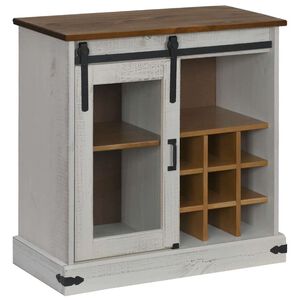 vidaXL skenkur HALDEN me&eth; rennihur&eth; Hv&iacute;tur 80x40x80 cm gegnheilum vi&eth;