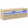 vidaXL Sj&oacute;nvarpssk&aacute;par me&eth; LED Lj&oacute;sum 2 stk. Sonoma Eik 60x35x40 cm