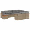 vidaXL 11 Hluta Gar&eth;s&oacute;fasett me&eth; Sessum Drapplita&eth; P&oacute;l&yacute;rattan