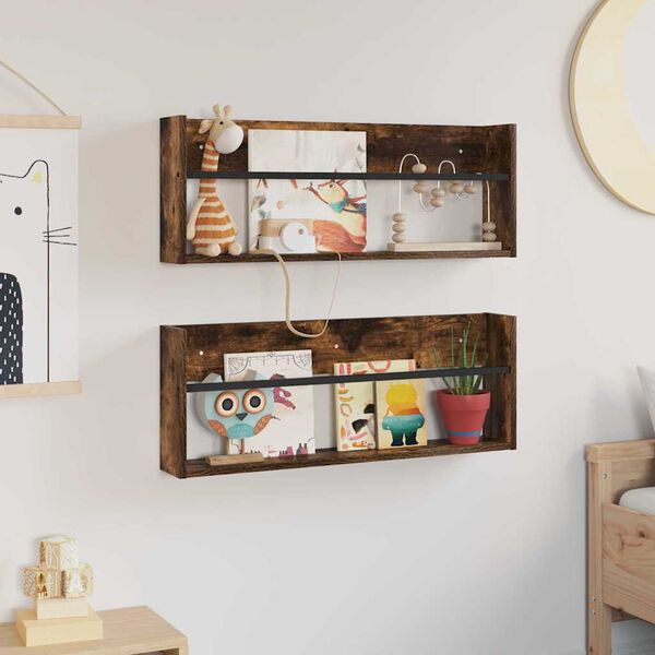 vidaXL T&iacute;marit Hillur 2 pcs Rau&eth;-eik 80 x 12 x 30 cm Samsettur vi&eth;ur