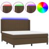 vidaXL H&oacute;lfa&eth; Springr&uacute;m me&eth; D&yacute;nu&LED D&ouml;kkbr&uacute;nn 160x200cm Tauefni